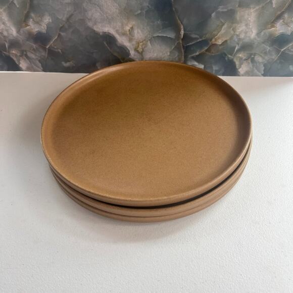 CB2 Caramel Matte Finish Stoneware Dinner Plates 11" Set of 3 - Picture 1 of 12